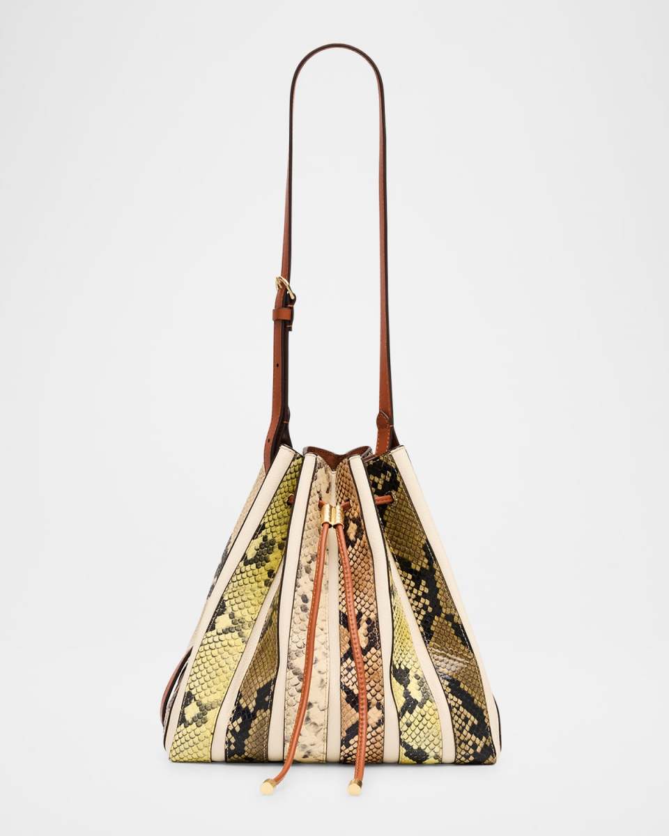 Alma Everyday Snakeskin-Embossed Bucket Bag